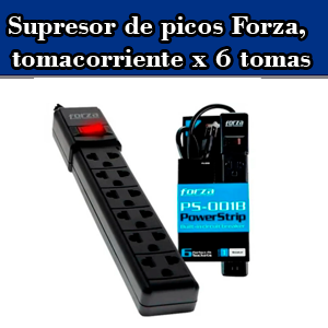 Supresor de picos Forza, tomacorriente x 6 tomas