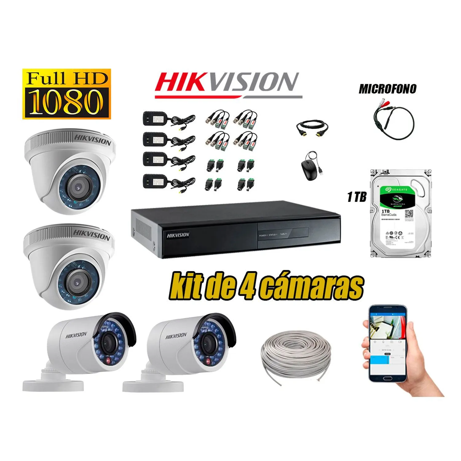 KIT 04 CAMARAS DE SEGURIDAD